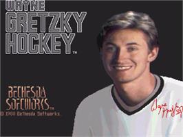 Title screen of Wayne Gretzky Hockey on the Commodore Amiga.