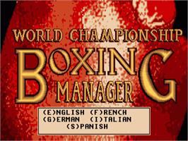 Title screen of World Championship Boxing Manager on the Commodore Amiga.
