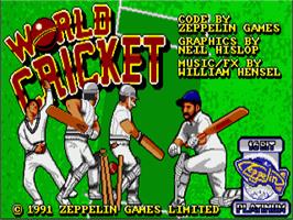 Title screen of World Cricket on the Commodore Amiga.