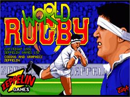 Title screen of World Rugby on the Commodore Amiga.