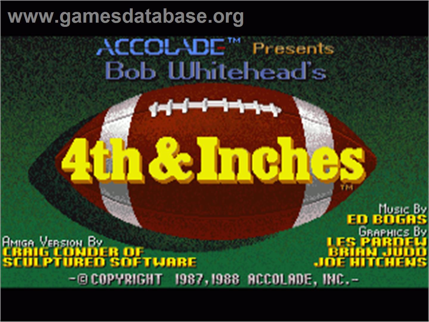 4th & Inches - Commodore Amiga - Artwork - Title Screen