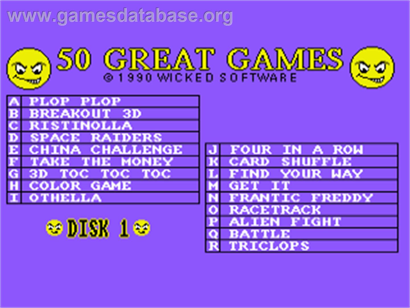 50 Great Games - Commodore Amiga - Artwork - Title Screen