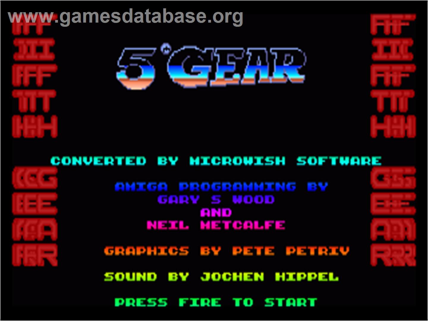 5th Gear - Commodore Amiga - Artwork - Title Screen