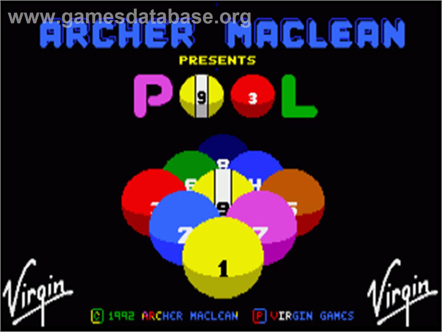 Archer Maclean's Pool - Commodore Amiga - Artwork - Title Screen