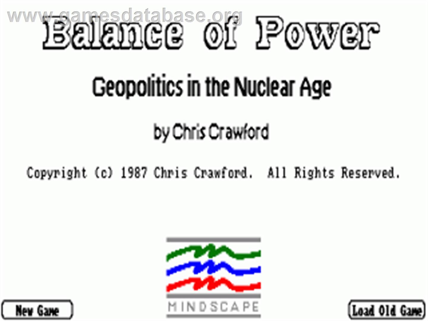 Balance Of Power - Geopolitics In The Nuclear Age - Commodore Amiga - Artwork - Title Screen