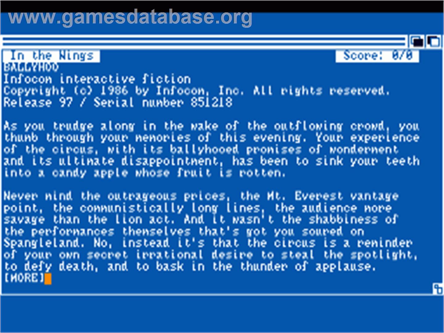 Ballyhoo - Commodore Amiga - Artwork - Title Screen