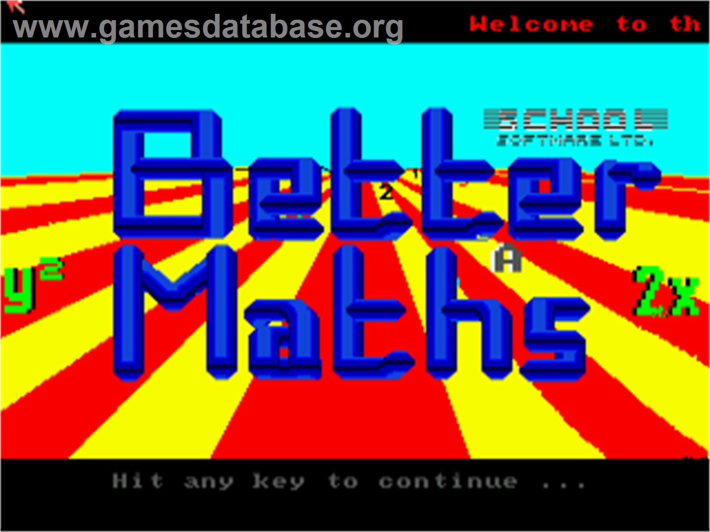Better Maths - Commodore Amiga - Artwork - Title Screen