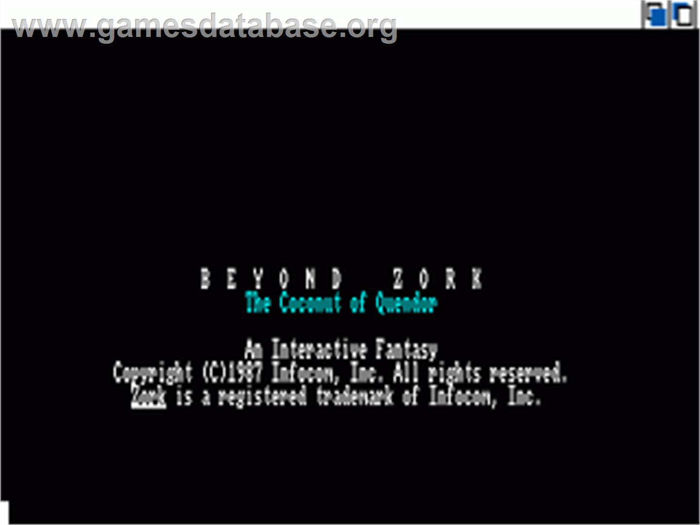 Beyond Zork: The Coconut of Quendor - Commodore Amiga - Artwork - Title Screen