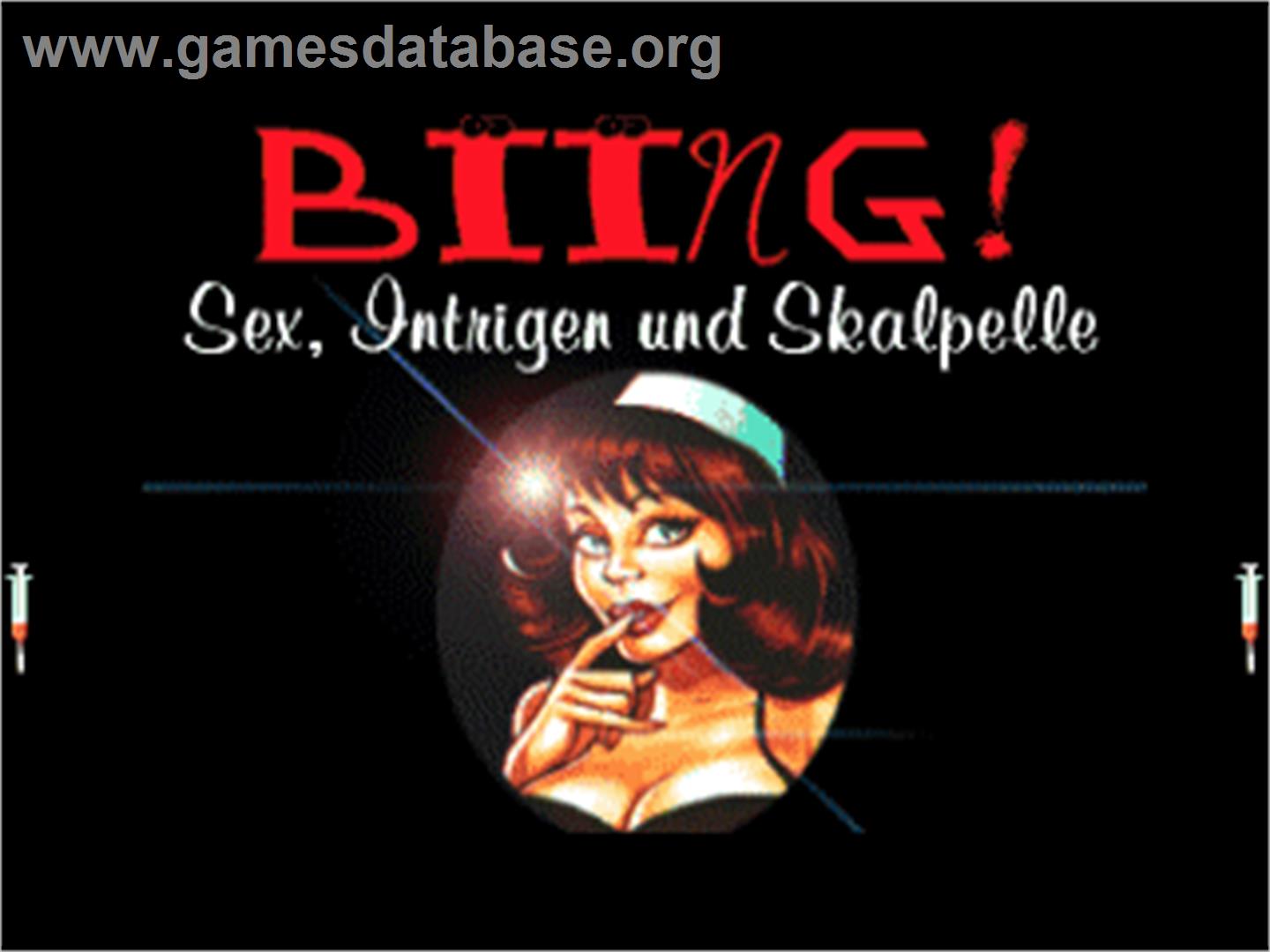 Biing!: Sex, Intrigue and Scalpels - Commodore Amiga - Artwork - Title Screen