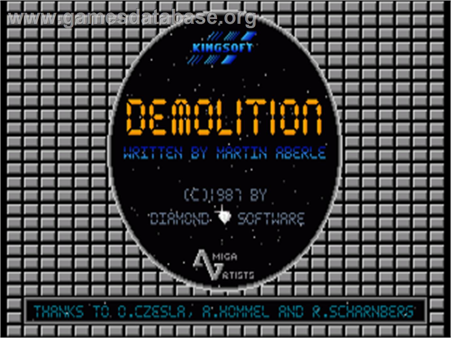 Demolition - Commodore Amiga - Artwork - Title Screen