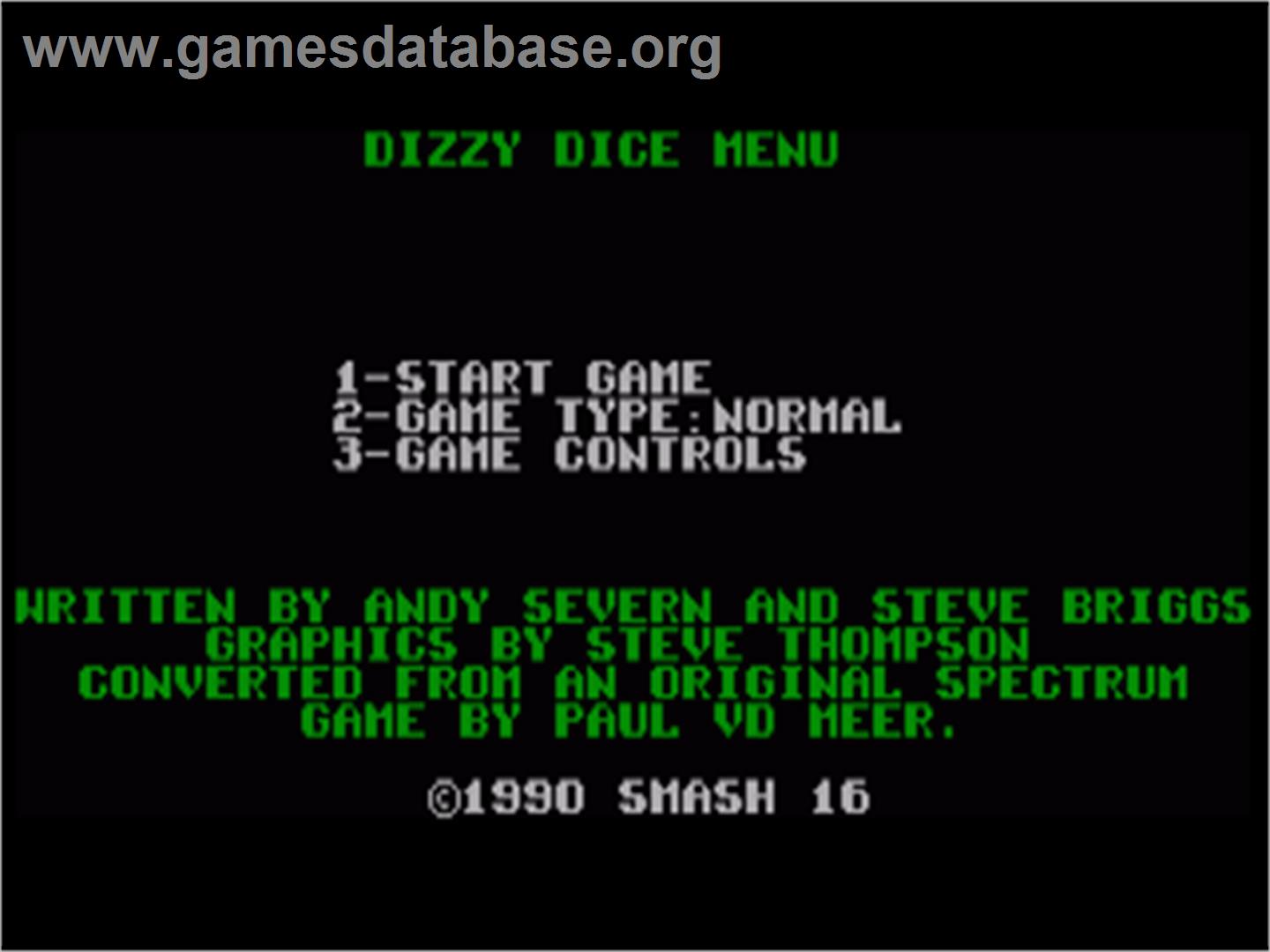 Dizzy Dice - Commodore Amiga - Artwork - Title Screen