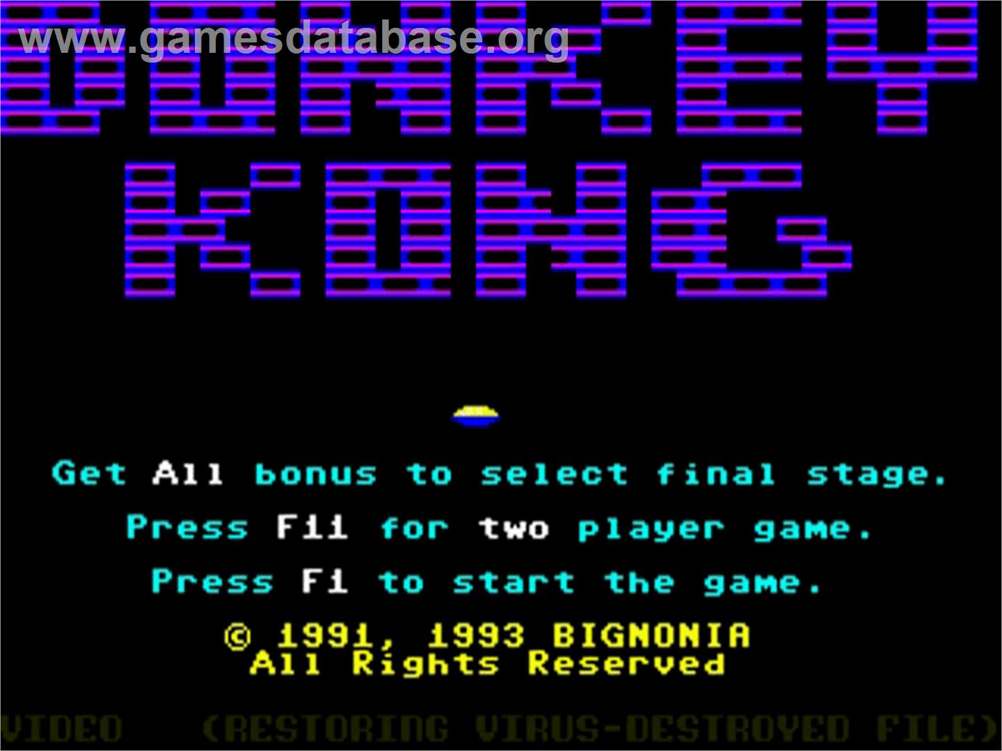 Donkey Kong - Commodore Amiga - Artwork - Title Screen