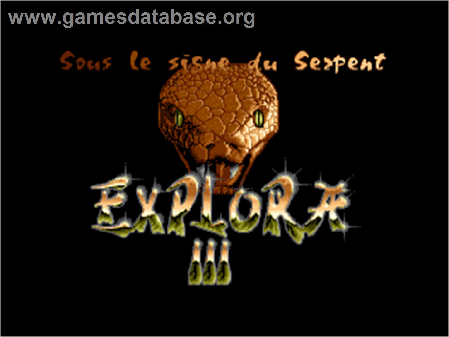 Explora 3 - Sous Le Signe Du Serpent - Commodore Amiga - Artwork - Title Screen