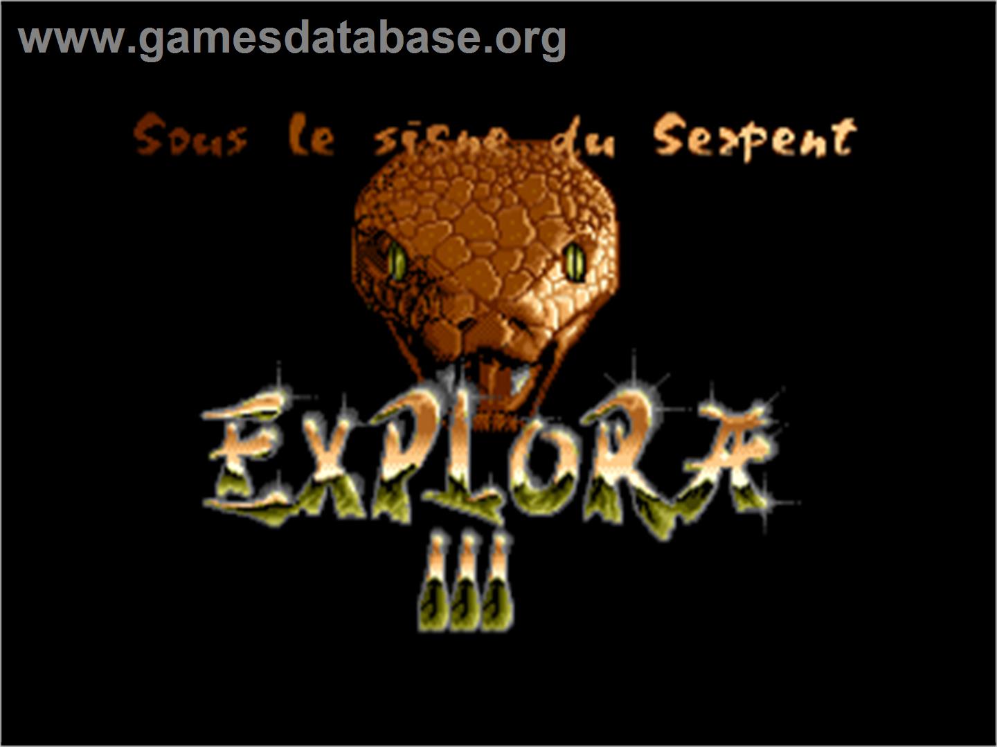 Explora III: Sous Le Signe Du Serpent - Commodore Amiga - Artwork - Title Screen