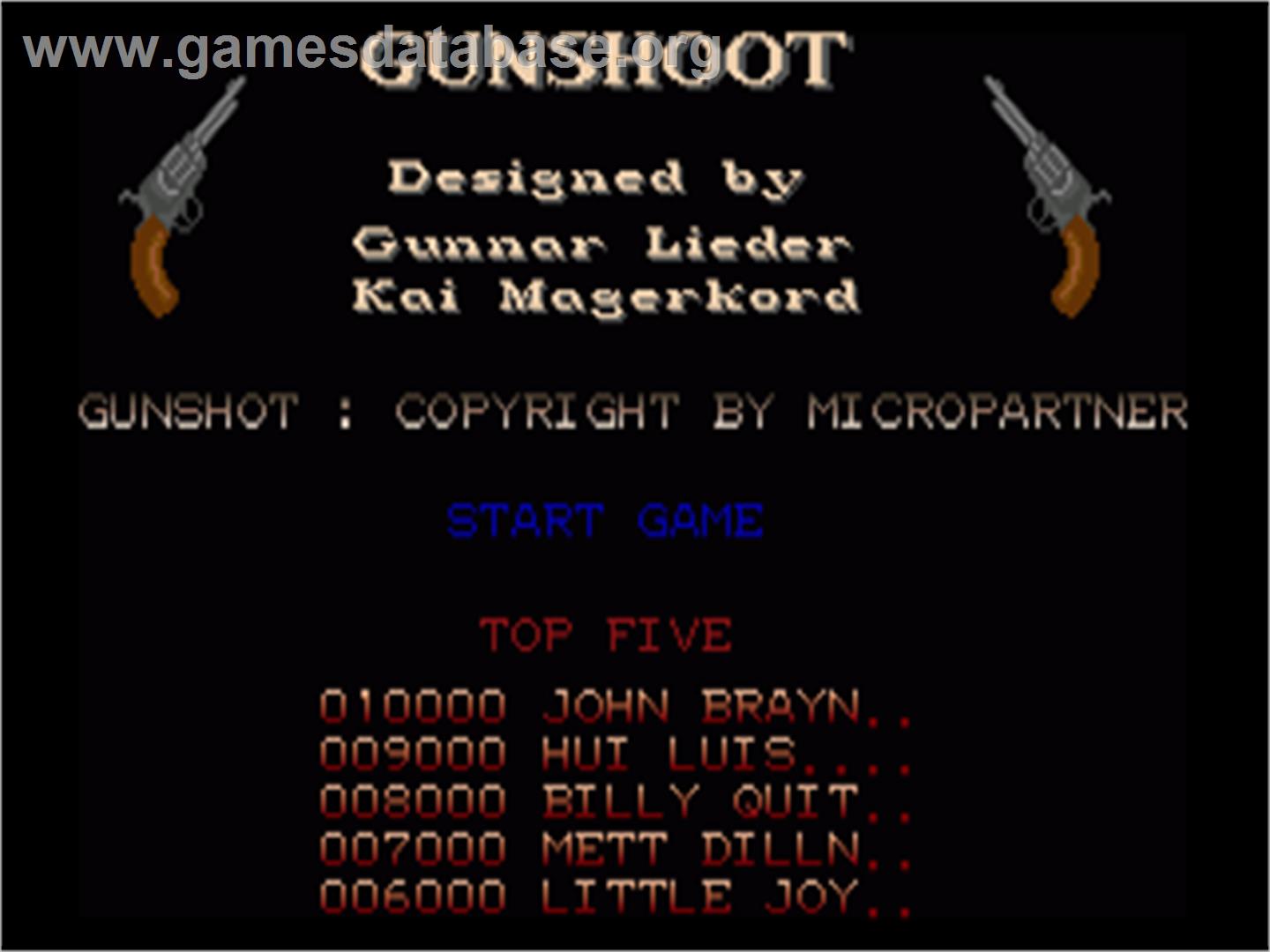 Gunshoot - Commodore Amiga - Artwork - Title Screen