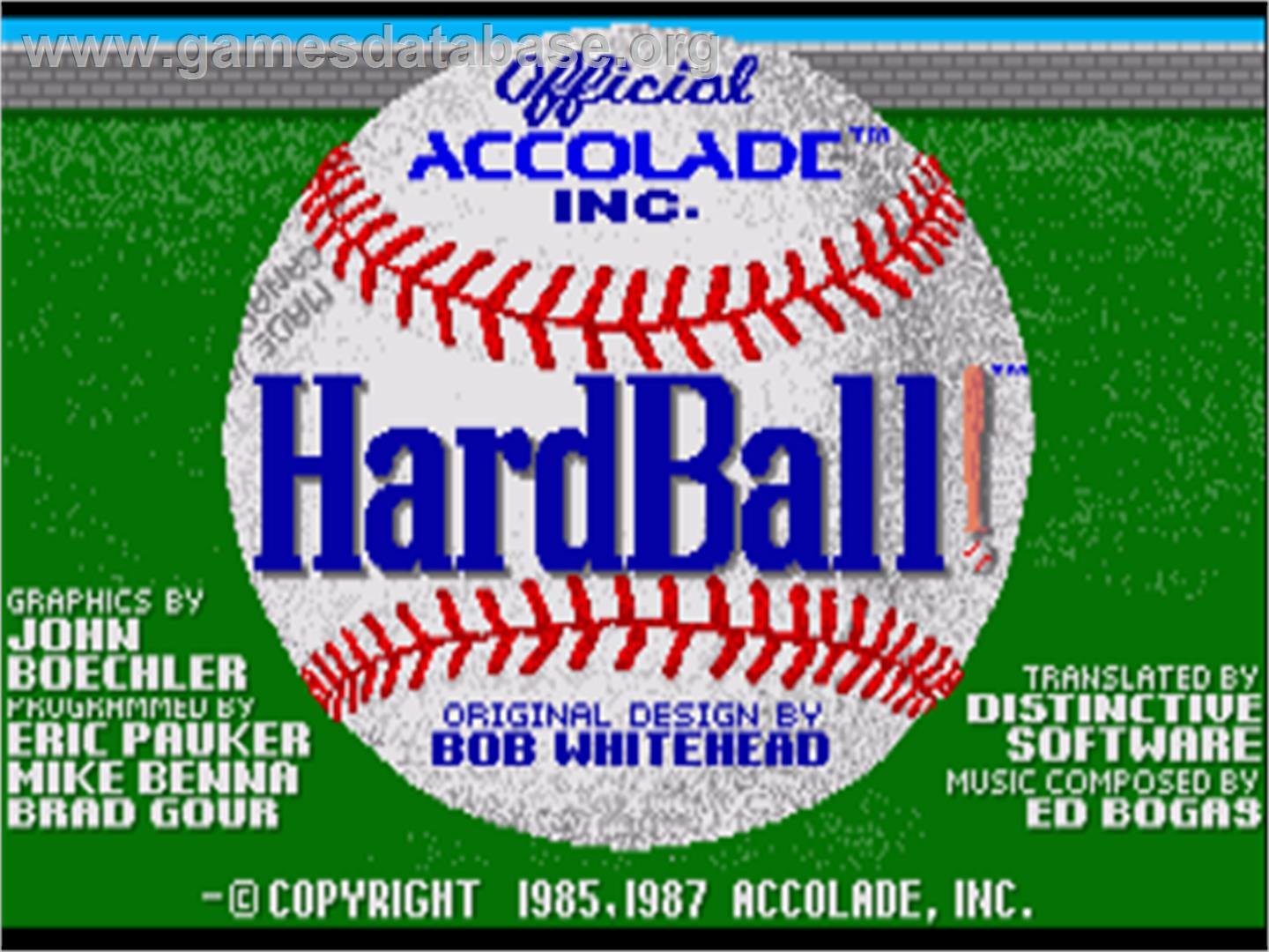 Hardball! - Commodore Amiga - Artwork - Title Screen