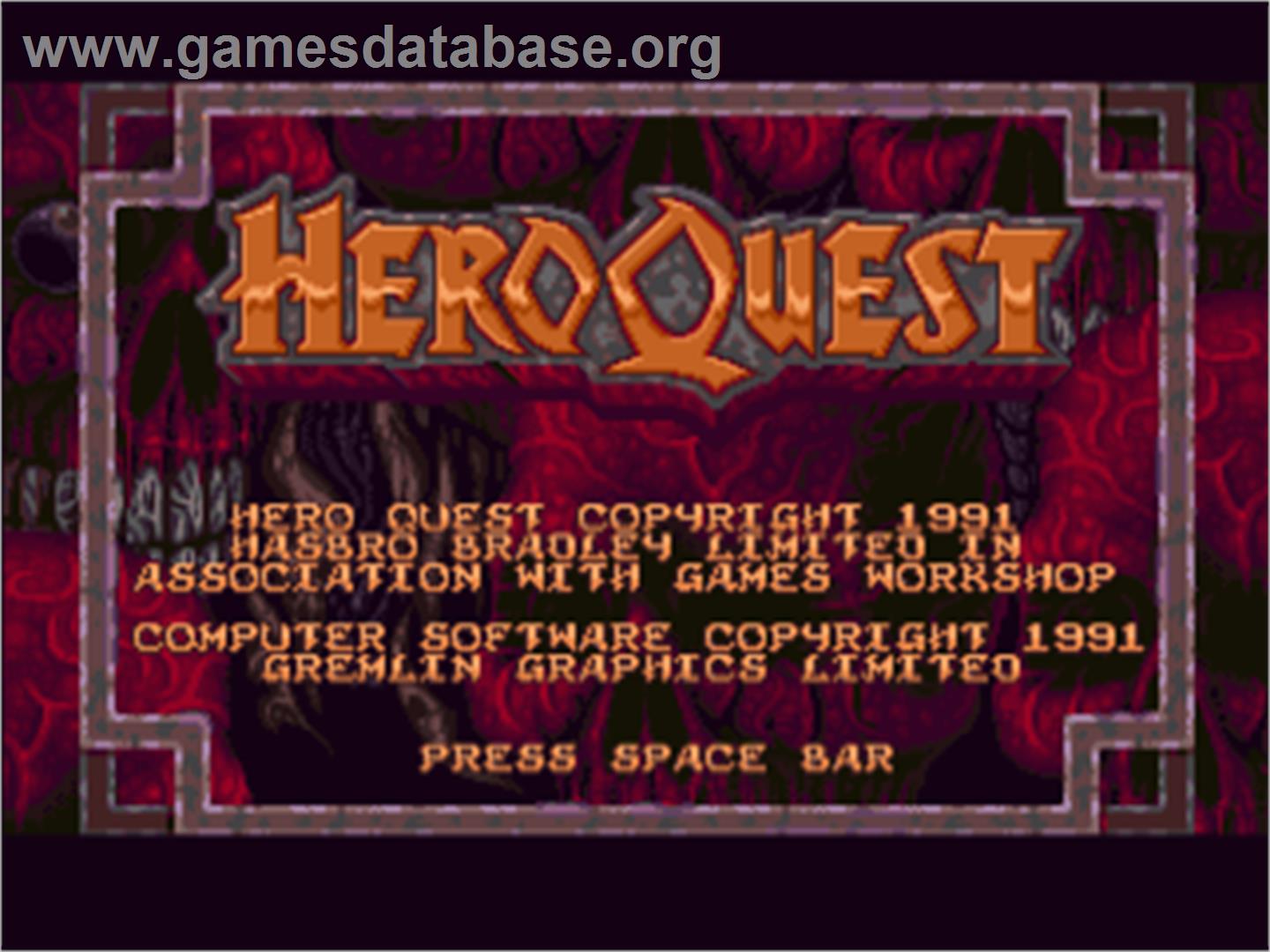 Hero Quest: Return of the Witch Lord - Commodore Amiga - Artwork - Title Screen