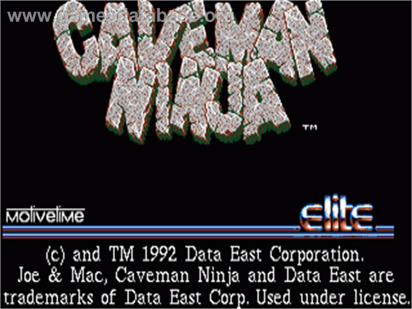 Joe & Mac: Caveman Ninja - Commodore Amiga - Artwork - Title Screen