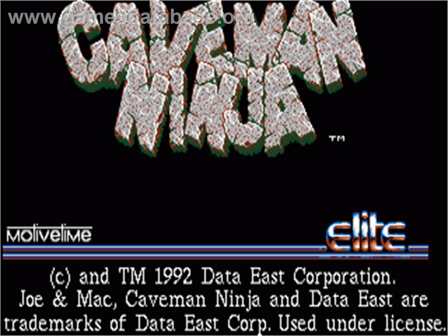 Joe And Mac - Caveman Ninja - Commodore Amiga - Artwork - Title Screen