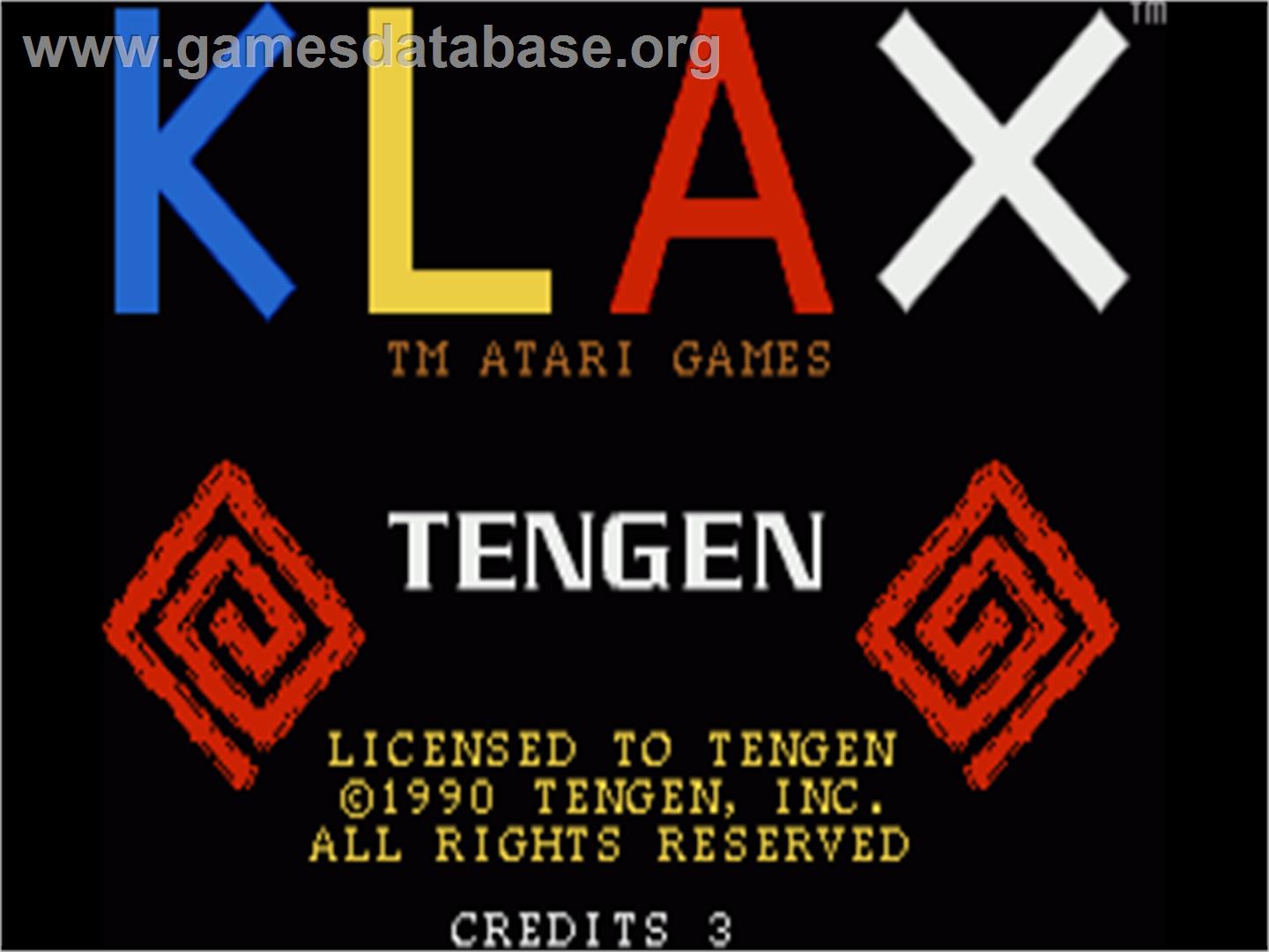 Klax - Commodore Amiga - Artwork - Title Screen