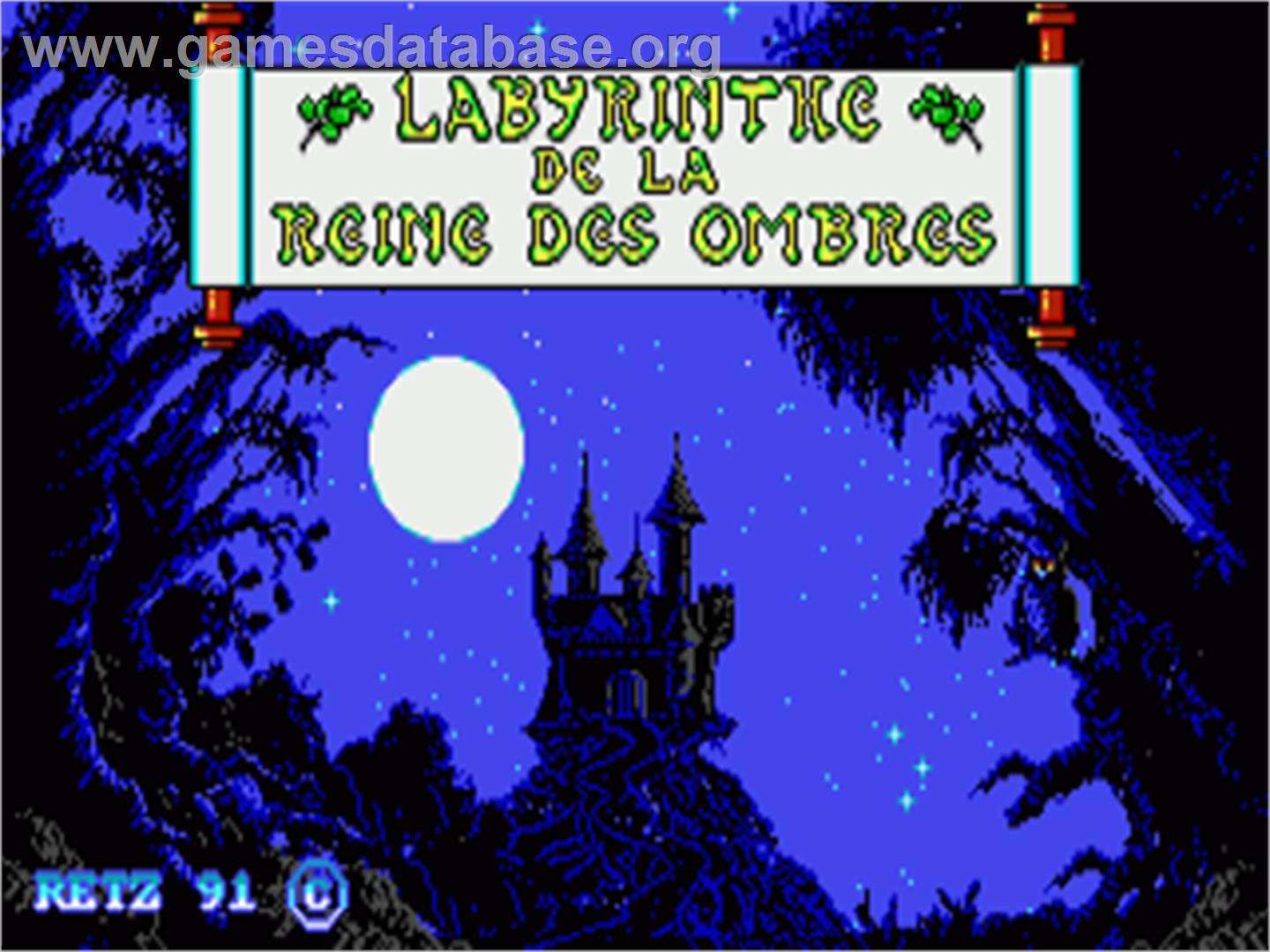 Labyrinthe De La Reine Des Ombres, Le - Commodore Amiga - Artwork - Title Screen