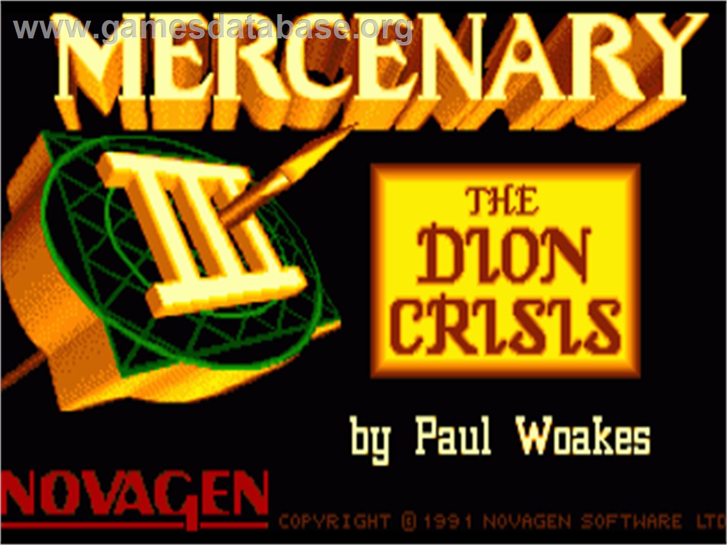 Mercenary III : The Dion Crisis - Commodore Amiga - Artwork - Title Screen