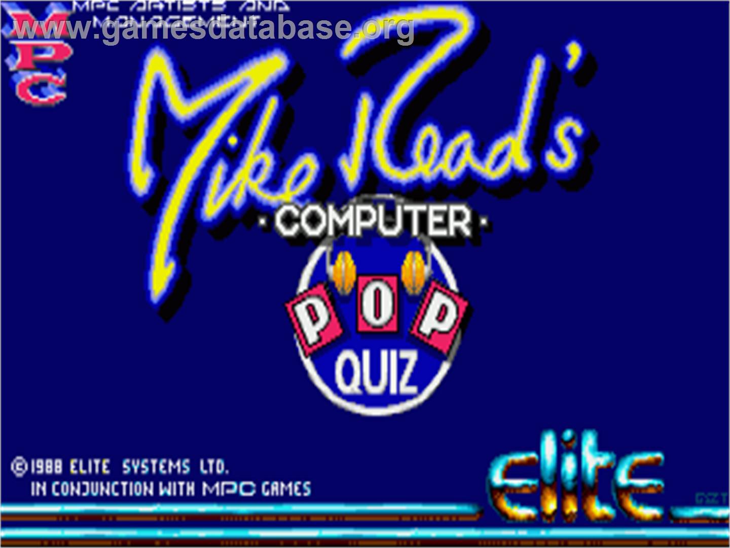 Mike Read's Computer Pop Quiz - Commodore Amiga - Artwork - Title Screen