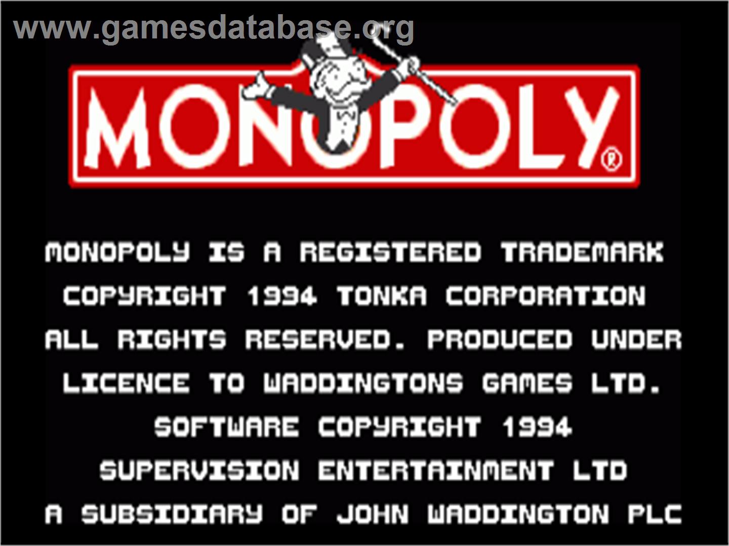 Monopoly - Commodore Amiga - Artwork - Title Screen
