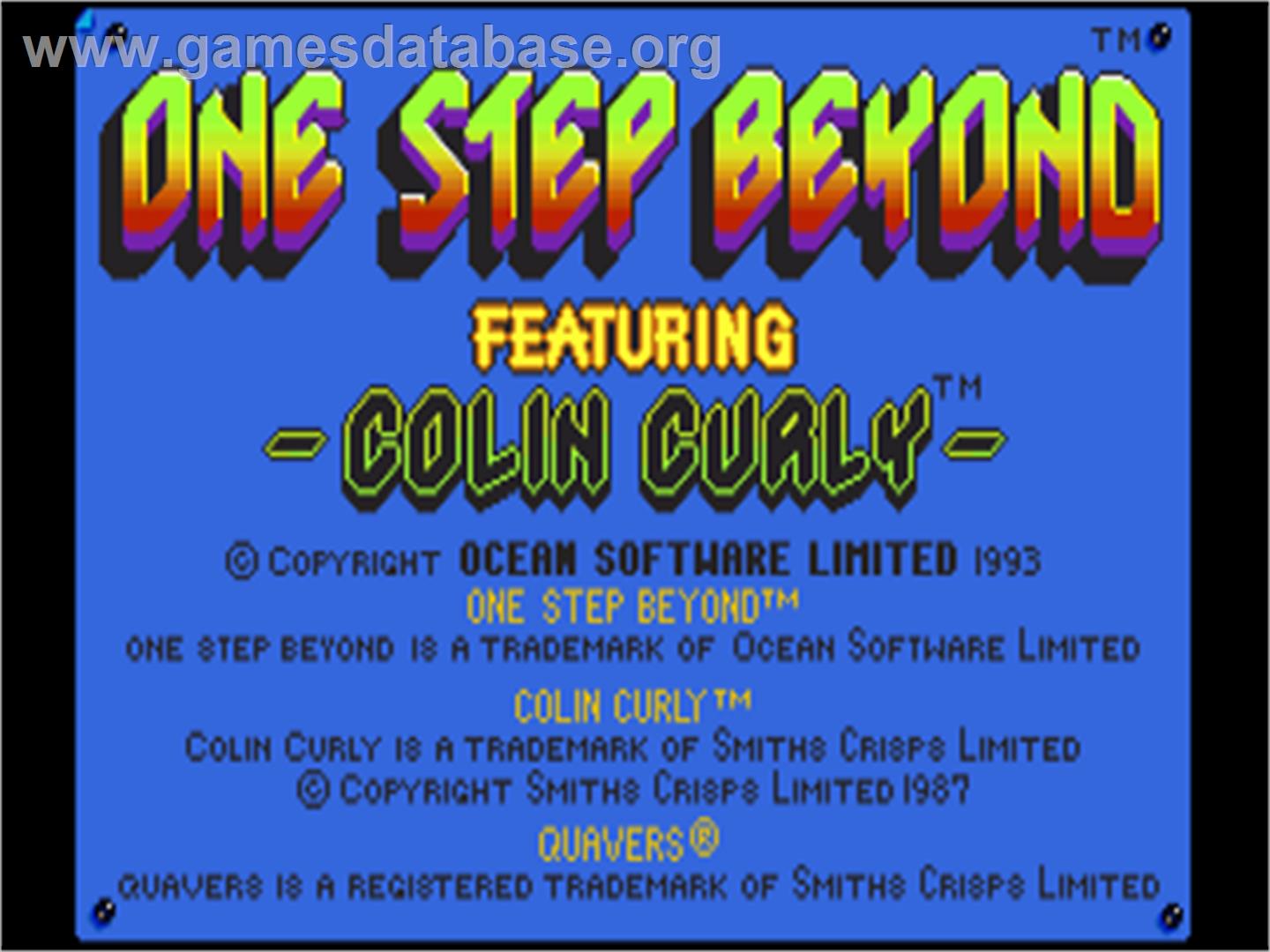 One Step Beyond - Commodore Amiga - Artwork - Title Screen
