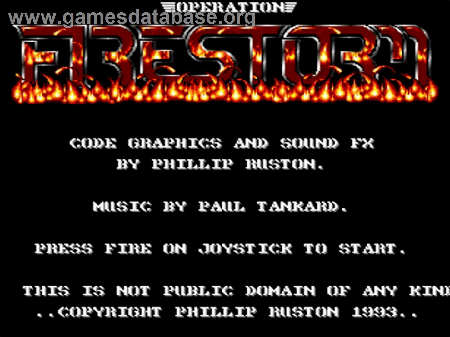 Operation Firestorm - Commodore Amiga - Artwork - Title Screen
