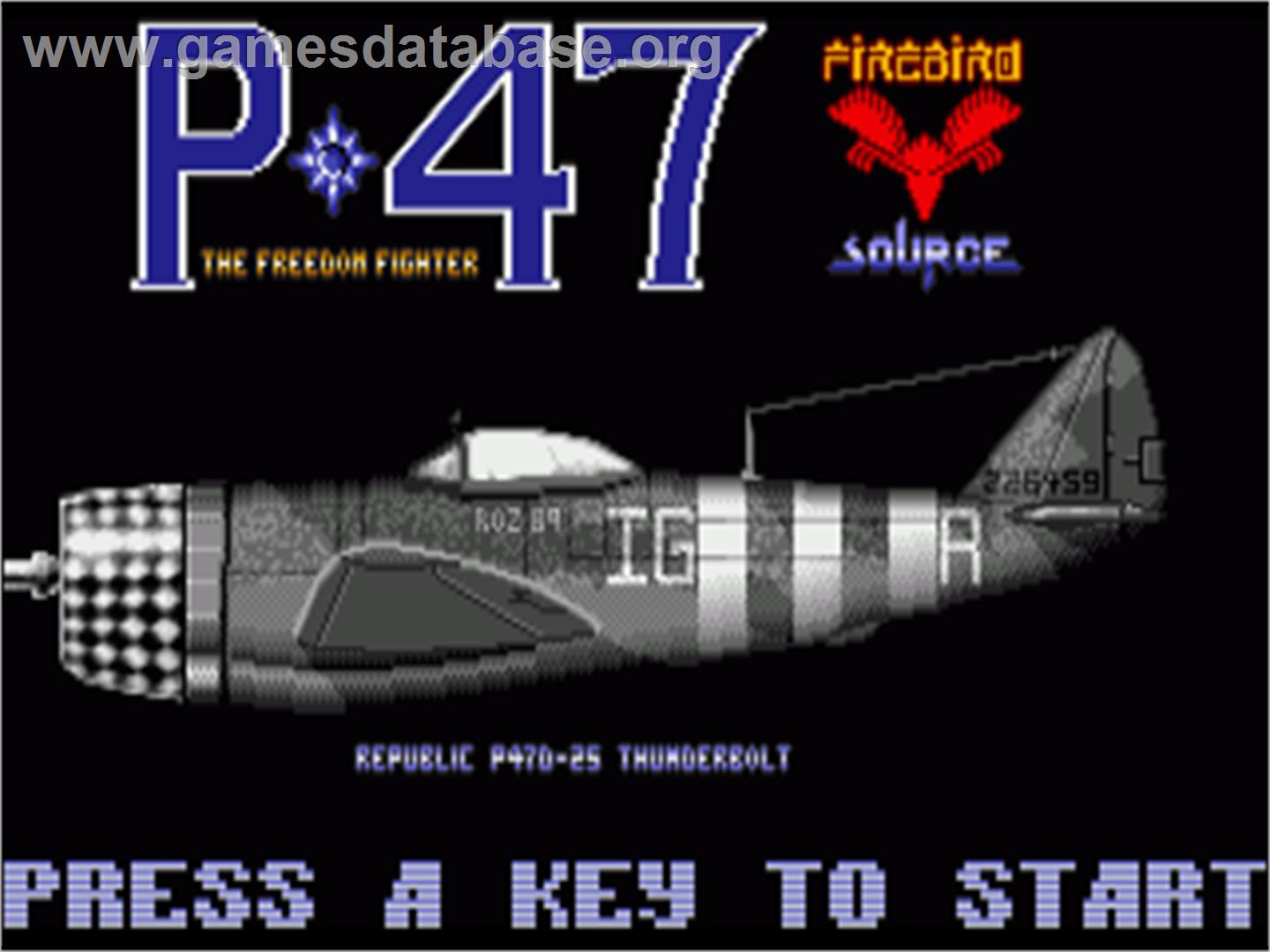 P-47 Thunderbolt: The Freedom Fighter - Commodore Amiga - Artwork - Title Screen
