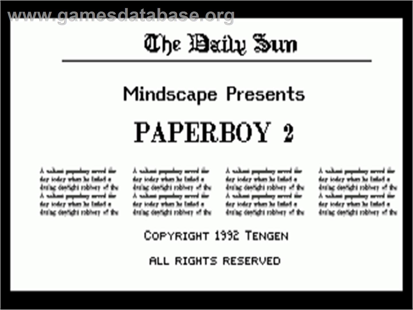 Paperboy 2 - Commodore Amiga - Artwork - Title Screen
