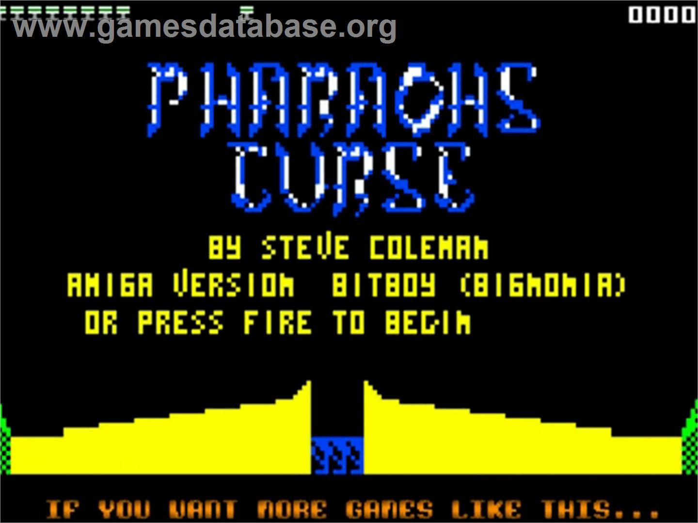 Pharaoh's Curse - Commodore Amiga - Artwork - Title Screen