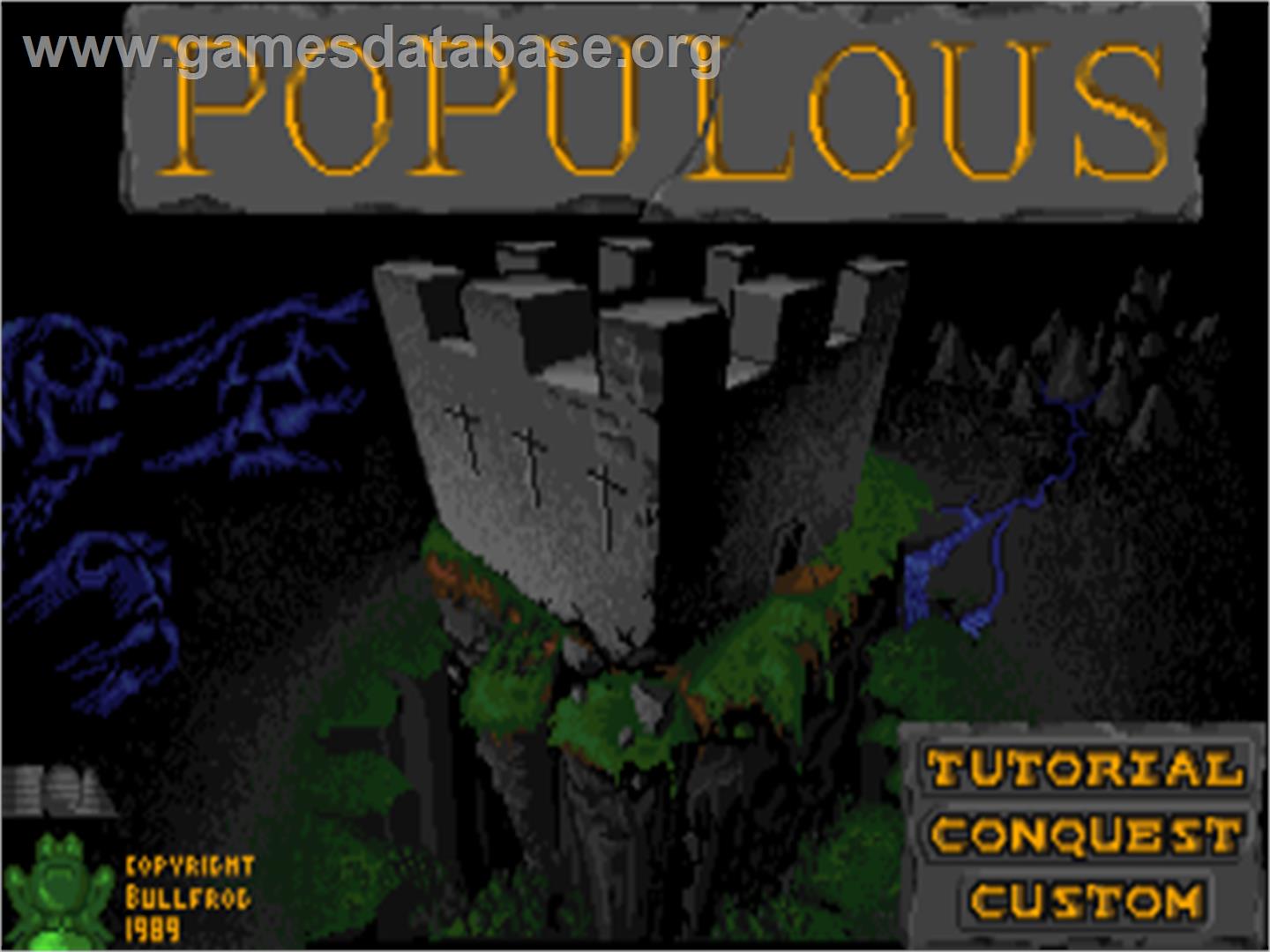 Populous: The Promised Lands - Commodore Amiga - Artwork - Title Screen