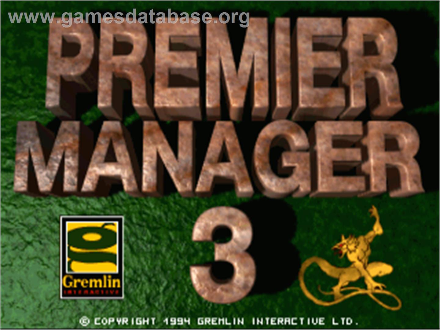 Premier Manager 3 - Commodore Amiga - Artwork - Title Screen