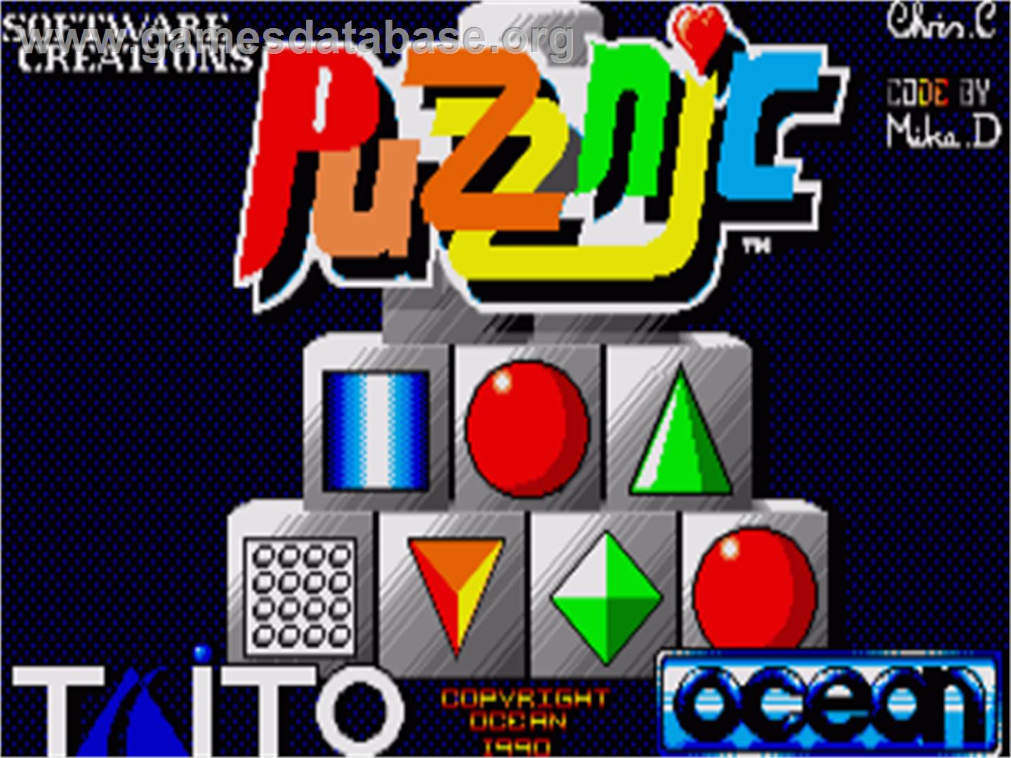 Puzznic - Commodore Amiga - Artwork - Title Screen