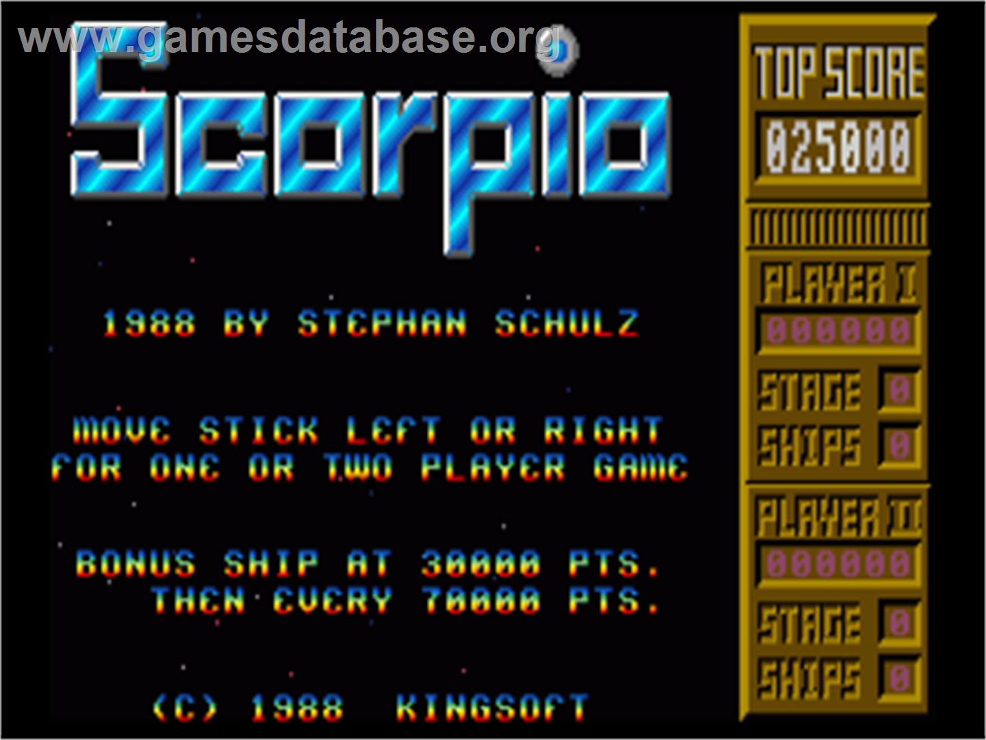Scorpio - Commodore Amiga - Artwork - Title Screen