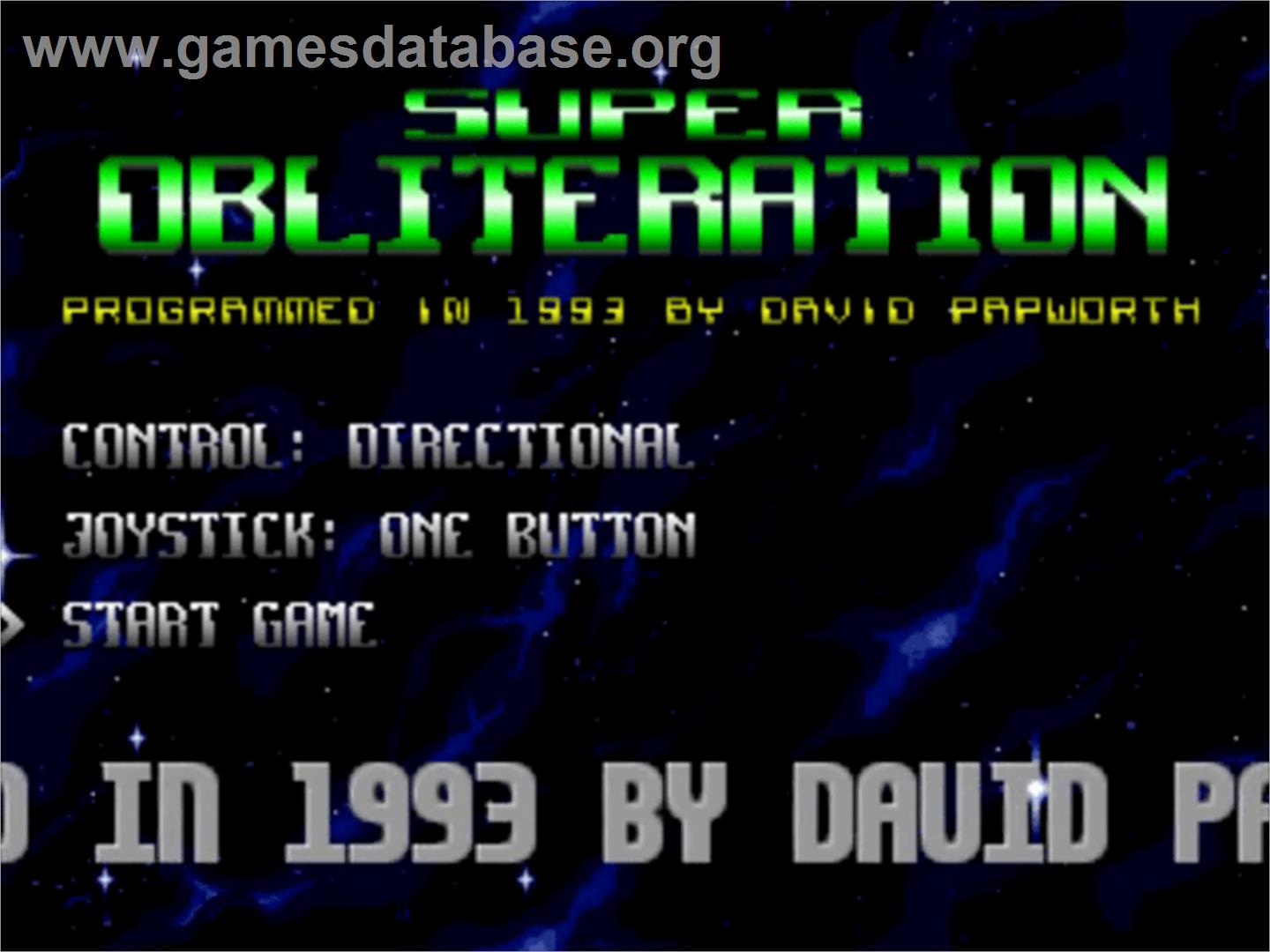 Super Obliteration - Commodore Amiga - Artwork - Title Screen