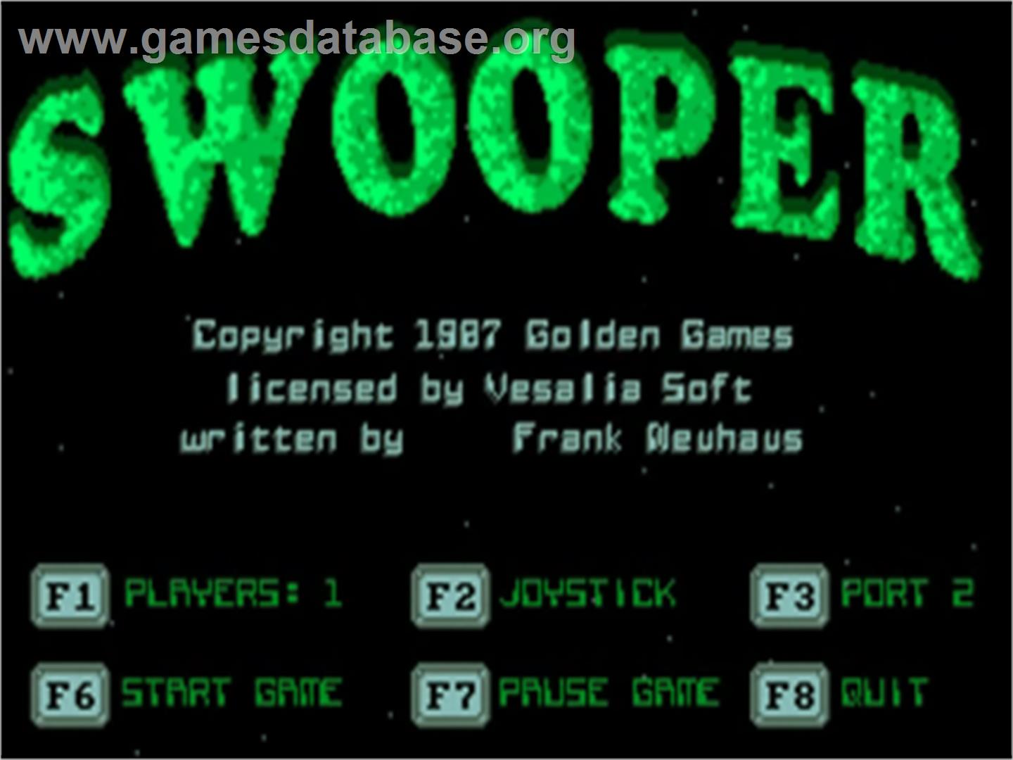 Swooper - Commodore Amiga - Artwork - Title Screen