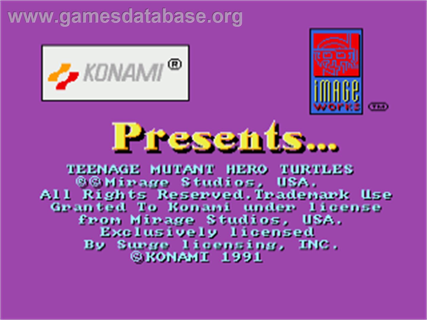 Teenage Mutant Hero Turtles - The Coin-op! - Commodore Amiga - Artwork - Title Screen