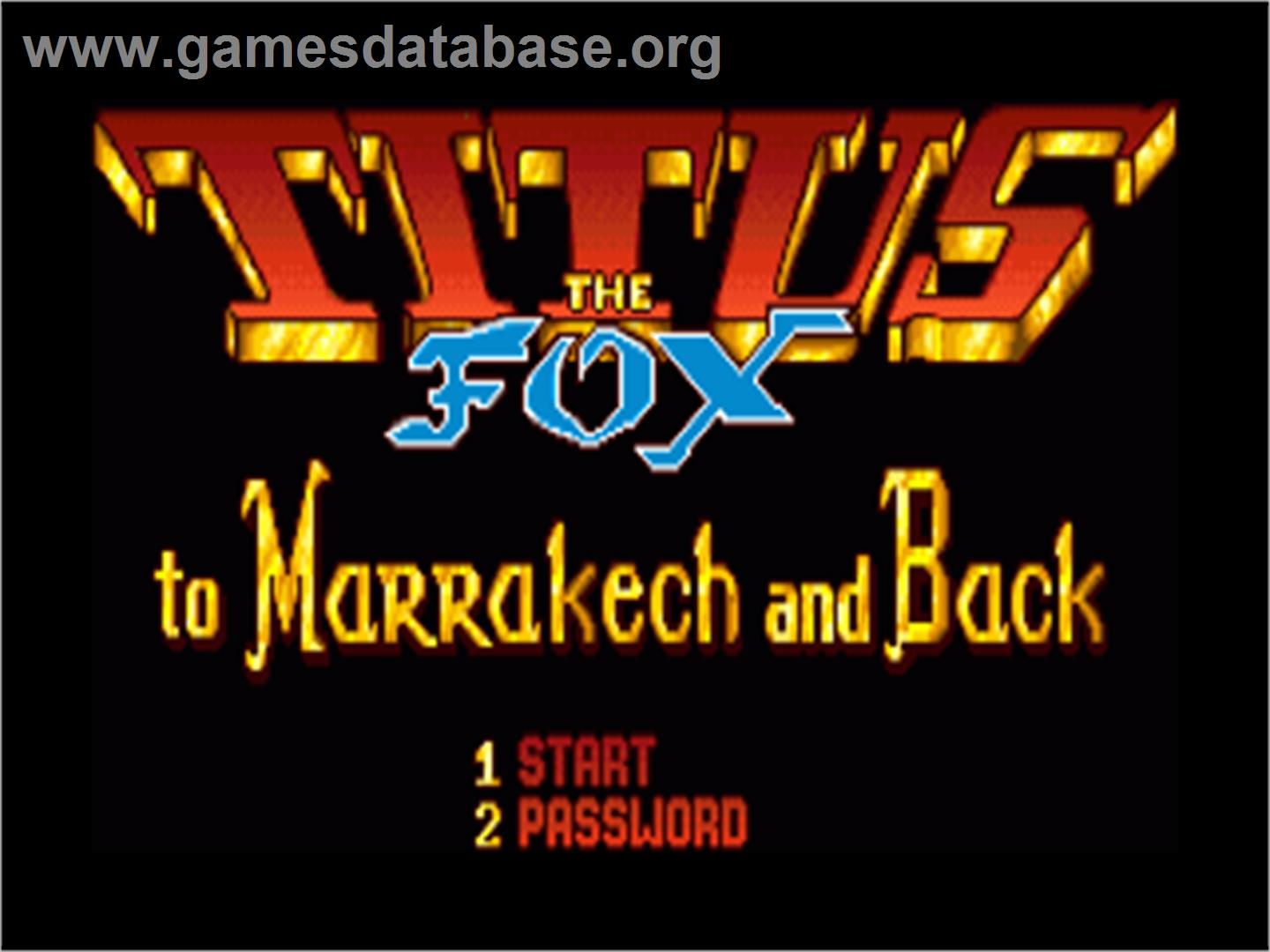 Titus the Fox: To Marrakech and Back - Commodore Amiga - Artwork - Title Screen