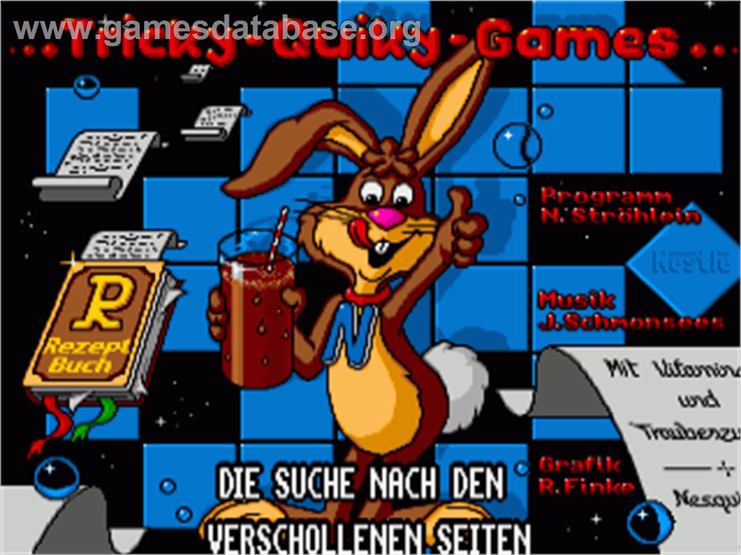 Tricky-quiky-games - Die Suche Nach Den Verschollenen Seiten - Commodore Amiga - Artwork - Title Screen