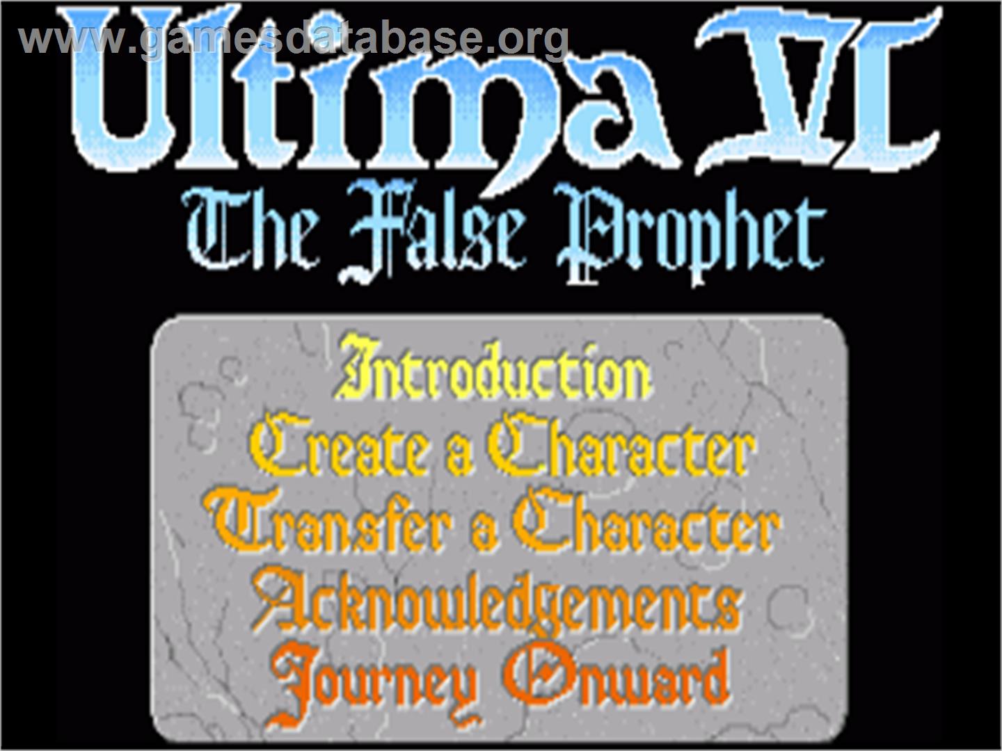 Ultima VI: The False Prophet - Commodore Amiga - Artwork - Title Screen