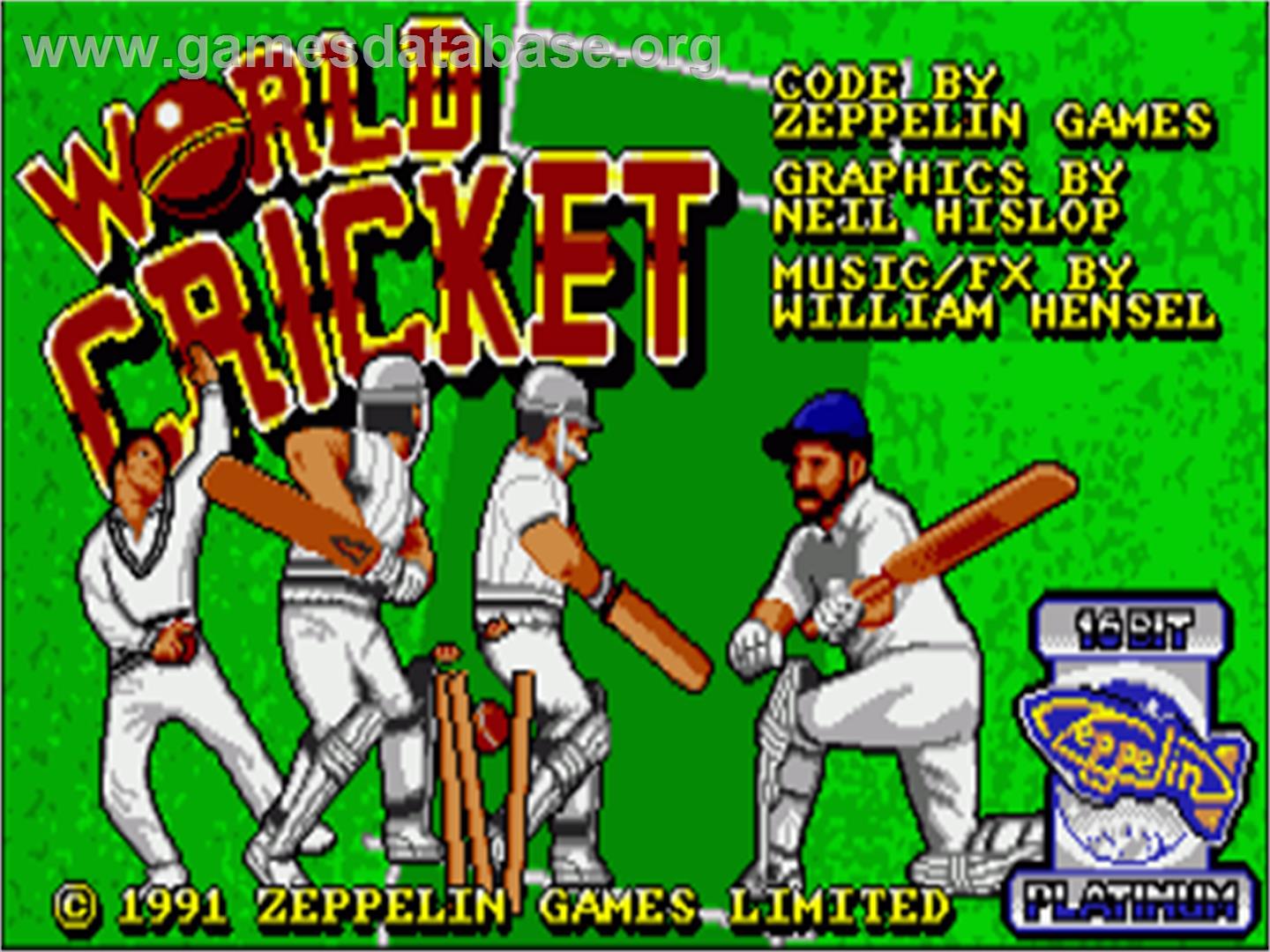 World Cricket - Commodore Amiga - Artwork - Title Screen