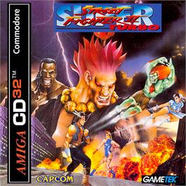 Box cover for Super Street Fighter 2 Turbo on the Commodore Amiga CD32.