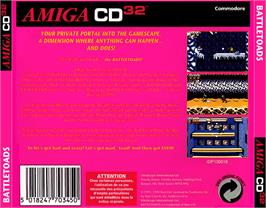 Box back cover for Battletoads on the Commodore Amiga CD32.