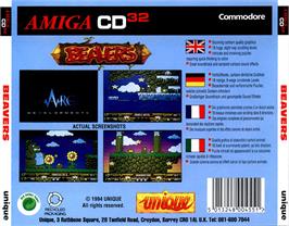 Box back cover for Beavers on the Commodore Amiga CD32.