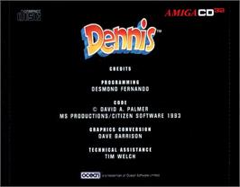 Box back cover for Dennis on the Commodore Amiga CD32.
