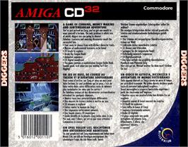 Box back cover for Diggers on the Commodore Amiga CD32.