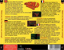 Box back cover for Emerald Mines on the Commodore Amiga CD32.